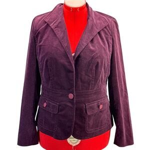 Talbots Velvet One Button Blazer Jacket - Women's 12P Purple
